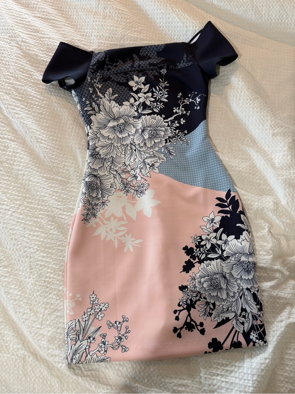 GUESS Pink & Navy Floral Mini Dress